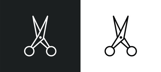 Poster - hairdresser scissors line icon in white and black colors. hairdresser scissors flat vector icon from hairdresser scissors collection for web, mobile apps and ui.