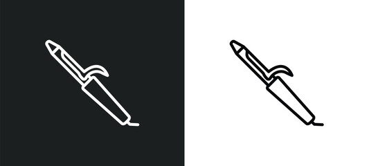 Poster - hair curler line icon in white and black colors. hair curler flat vector icon from hair curler collection for web, mobile apps and ui.