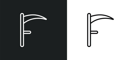 Poster - scythe line icon in white and black colors. scythe flat vector icon from scythe collection for web, mobile apps and ui.