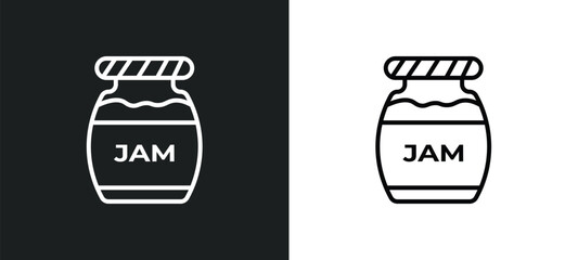 Poster - jam line icon in white and black colors. jam flat vector icon from jam collection for web, mobile apps and ui.