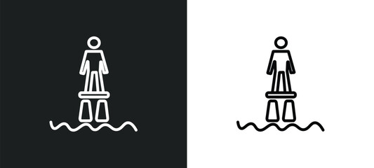 Poster - flyboard line icon in white and black colors. flyboard flat vector icon from flyboard collection for web, mobile apps and ui.