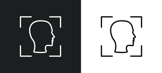 Poster - face recognition line icon in white and black colors. face recognition flat vector icon from face recognition collection for web, mobile apps and ui.