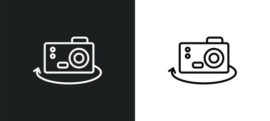Aufkleber - ar camera line icon in white and black colors. ar camera flat vector icon from ar camera collection for web, mobile apps and ui.