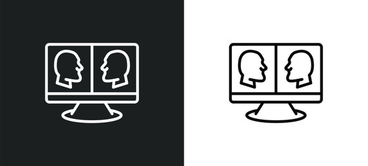 Aufkleber - telepresence line icon in white and black colors. telepresence flat vector icon from telepresence collection for web, mobile apps and ui.