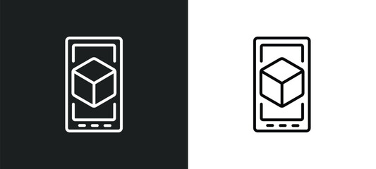 Poster - ar line icon in white and black colors. ar flat vector icon from ar collection for web, mobile apps and ui.