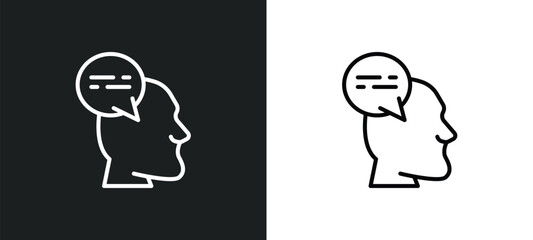 Poster - thought line icon in white and black colors. thought flat vector icon from thought collection for web, mobile apps and ui.