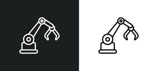 Poster - mechanical arm line icon in white and black colors. mechanical arm flat vector icon from mechanical arm collection for web, mobile apps and ui.