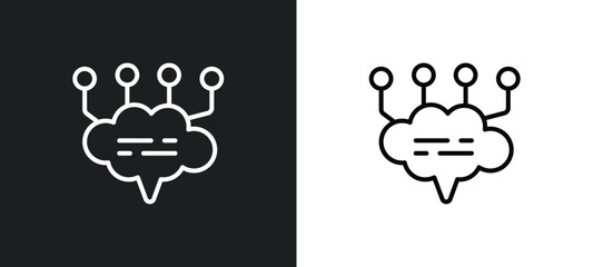 Poster - chat line icon in white and black colors. chat flat vector icon from chat collection for web, mobile