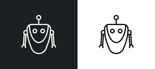 Poster - robot line icon in white and black colors. robot flat vector icon from robot collection for web, mobile apps and ui.