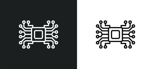 Poster - artificial intelligence line icon in white and black colors. artificial intelligence flat vector icon from artificial intelligence collection for web, mobile apps and ui.