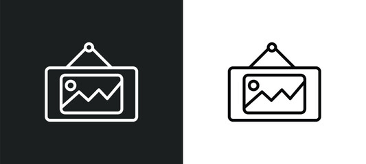 Poster - picture in frame line icon in white and black colors. picture in frame flat vector icon from picture frame collection for web, mobile apps and ui.