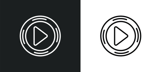 Poster - play button line icon in white and black colors. play button flat vector icon from play button colle