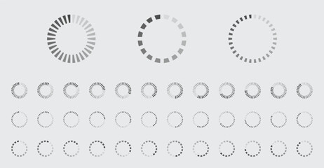 Fototapete - Circular Loading Buffering Icons Vector Set Video Ready for Animation Gif All Keyframes Frames Bufring Circle Waiting for Connection Buffer Preloader Download Symbol Easy Replace Color