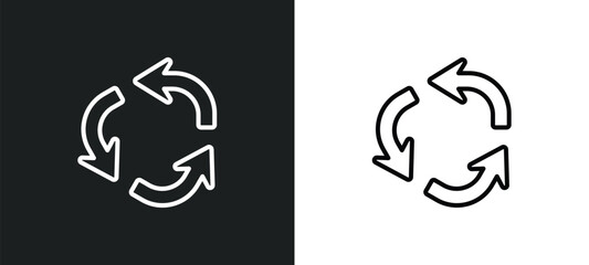 Poster - repeat line icon in white and black colors. repeat flat vector icon from repeat collection for web, mobile apps and ui.