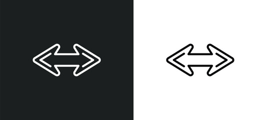 Poster - horizontal arrows line icon in white and black colors. horizontal arrows flat vector icon from horizontal arrows collection for web, mobile apps and ui.