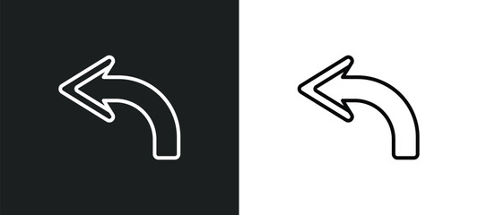 Poster - backward line icon in white and black colors. backward flat vector icon from backward collection for web, mobile apps and ui.