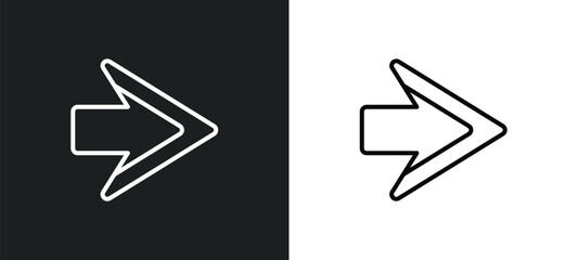 Poster - right arrow line icon in white and black colors. right arrow flat vector icon from right arrow collection for web, mobile apps and ui.
