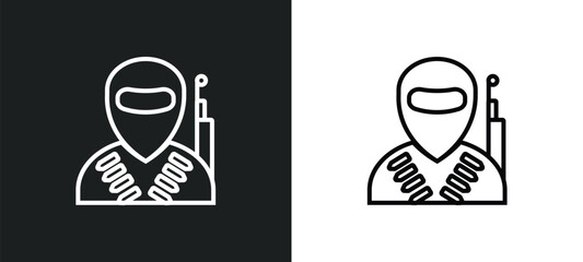 Poster - terrorist line icon in white and black colors. terrorist flat vector icon from terrorist collection 