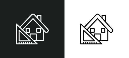 Poster - architecture line icon in white and black colors. architecture flat vector icon from architecture collection for web, mobile apps and ui.