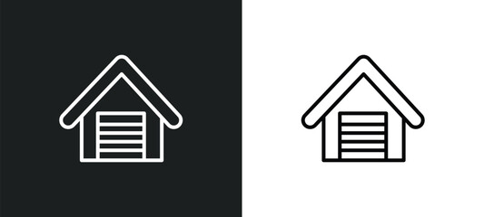 Poster - garage door line icon in white and black colors. garage door flat vector icon from garage door collection for web, mobile apps and ui.