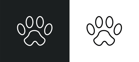 Wall Mural - paw line icon in white and black colors. paw flat vector icon from paw collection for web, mobile apps and ui.