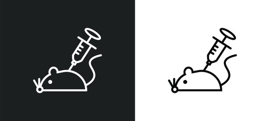 Poster - animal testing line icon in white and black colors. animal testing flat vector icon from animal test