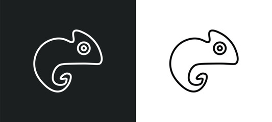 Wall Mural - chameleon line icon in white and black colors. chameleon flat vector icon from chameleon collection for web, mobile apps and ui.