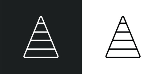 Poster - pyramid chart line icon in white and black colors. pyramid chart flat vector icon from pyramid chart collection for web, mobile apps and ui.