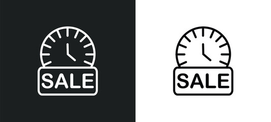 Poster - sale time line icon in white and black colors. sale time flat vector icon from sale time collection for web, mobile apps and ui.