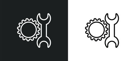 Poster - work tools line icon in white and black colors. work tools flat vector icon from work tools collecti