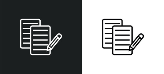 Poster - paper work line icon in white and black colors. paper work flat vector icon from paper work collection for web, mobile apps and ui.