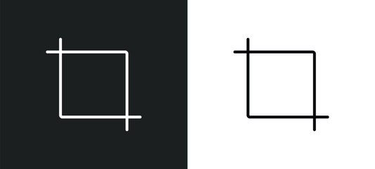 Poster - crop tool line icon in white and black colors. crop tool flat vector icon from crop tool collection for web, mobile apps and ui.