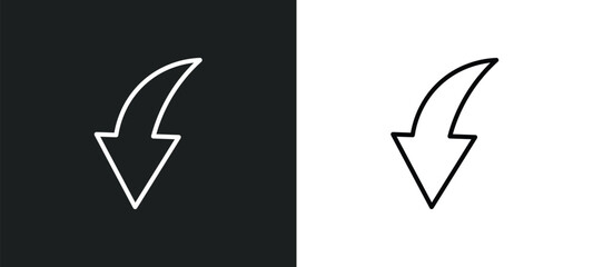 Poster - curve arrow line icon in white and black colors. curve arrow flat vector icon from curve arrow collection for web, mobile apps and ui.