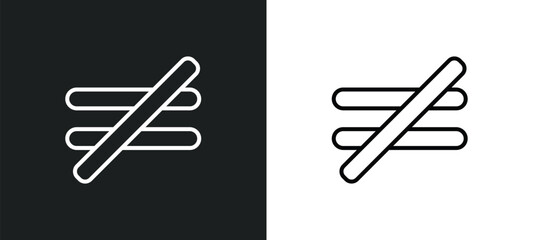 Poster - is not equal to line icon in white and black colors. is not equal to flat vector icon from is not equal to collection for web, mobile apps and ui.