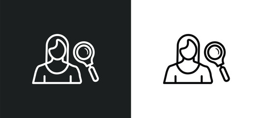 Poster - hr specialist line icon in white and black colors. hr specialist flat vector icon from hr specialist collection for web, mobile apps and ui.
