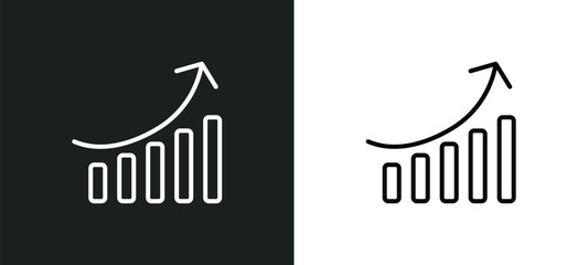 Poster - arrow heading up line icon in white and black colors. arrow heading up flat vector icon from arrow heading up collection for web, mobile apps and ui.