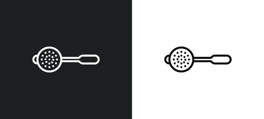 Poster - sugar sifter line icon in white and black colors. sugar sifter flat vector icon from sugar sifter collection for web, mobile apps and ui.