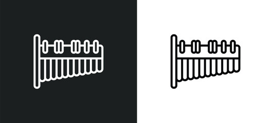 Poster - marimba line icon in white and black colors. marimba flat vector icon from marimba collection for web, mobile apps and ui.