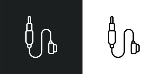 Poster - jack connector line icon in white and black colors. jack connector flat vector icon from jack connec
