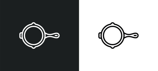 Wall Mural - skillet line icon in white and black colors. skillet flat vector icon from skillet collection for web, mobile apps and ui.