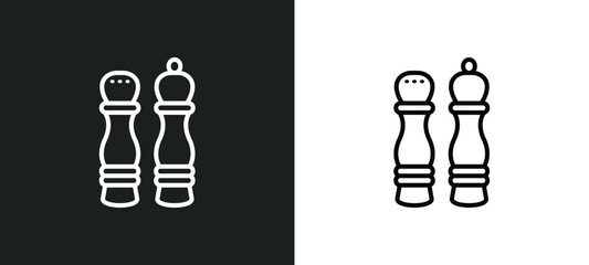 Poster - salt and pepper line icon in white and black colors. salt and pepper flat vector icon from salt pepper collection for web, mobile apps ui.