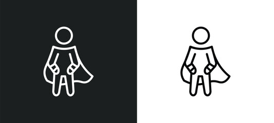 Poster - super human line icon in white and black colors. super human flat vector icon from super human collection for web, mobile apps and ui.