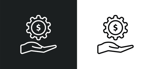 Poster - fintech industry line icon in white and black colors. fintech industry flat vector icon from fintech industry collection for web, mobile apps and ui.