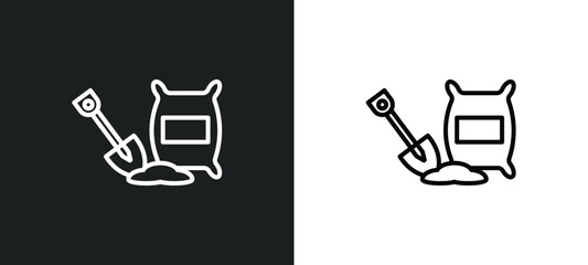 Poster - cement line icon in white and black colors. cement flat vector icon from cement collection for web, 