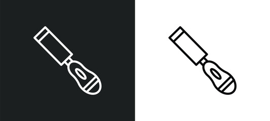 Poster - chisel line icon in white and black colors. chisel flat vector icon from chisel collection for web, 