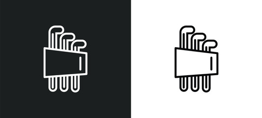 Poster - hex key line icon in white and black colors. hex key flat vector icon from hex key collection for we