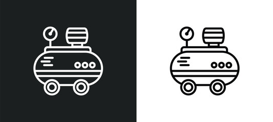 Poster - air compressor line icon in white and black colors. air compressor flat vector icon from air compressor collection for web, mobile apps and ui.