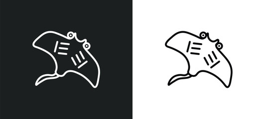 Poster - ray line icon in white and black colors. ray flat vector icon from ray collection for web, mobile apps and ui.