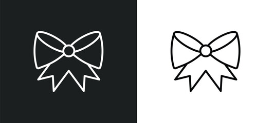 Poster - bow black line icon in white and black colors. bow black flat vector icon from bow collection for web, mobile apps and ui.