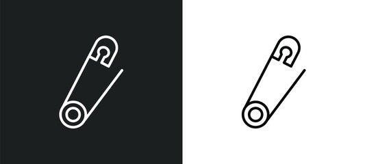 Poster - safety pin line icon in white and black colors. safety pin flat vector icon from safety pin collection for web, mobile apps and ui.